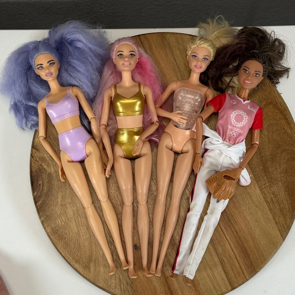 Mattel Barbie Doll Lot Tokyo Olympic Softball Cutie Reveal Light Up 4pc Bundle